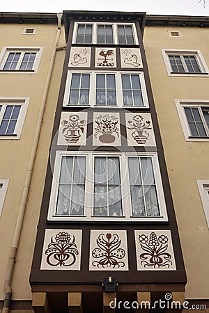 Balcony of a residential building on Zerbster strasse in Dessau-Rosslau Editorial Stock Photo